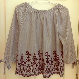 Blue/White pinstripe flow top